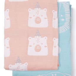 Tidy Sleep Yarn Dyed Blanket (Blue Party Animal & Peach Giraffe) Pack 2-76