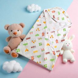 Safe n Cute 100%organic muslin cotton hooded swaddler/wrapper/sheet for newborn (0 to 6 months)-image-70