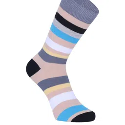 SOXVIEW Pack of 4 Men Striped Calf Length Socks image 4