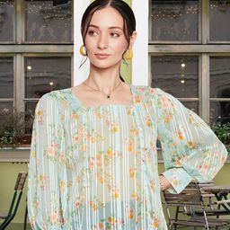 DressBerry Floral Print Satin Top-image-0