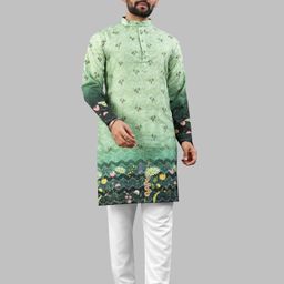 LADY BERRY Men Floral Printed Sequinned Shadow Work Kurta-image-95
