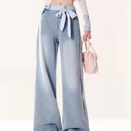 LULU & SKY Women Wide Leg Low-Rise Low Distress Heavy Fade Jeans-picture-11