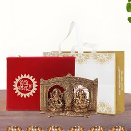 INTERNATIONAL GIFT Copper-Toned Lord Ganesha And Goddess Laxmi Religious Idol Showpiece-image-79