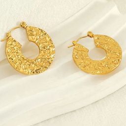 ADC SHEMONA Pitaka Gold-Plated Circular Shaped Korean Hoop Earrings-image-36