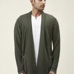 7 Alt by Pantaloons Dark Olive Cotton Relaxed Fit Shrug-picture-0