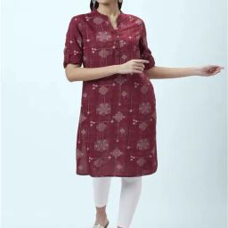 Rangmanch by Pantaloons Maroon Printed Straight Kurta-image-37