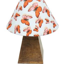 Homesake Cone Butterfly Multicolor Wood Pyramid Table Lamp with Fabric Lampshade image 4
