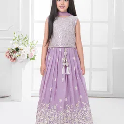 Tiny Kingdom Girls Embroidered Ready to Wear Lehenga & Blouse With Dupatta-image-9
