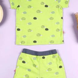 Nino Bambino Kids Green & Blue Cotton Printed T-Shirt Set-image-89