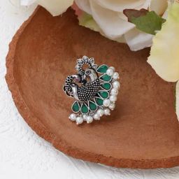 Teejh Ethnic Akshya Pearl and Silver Oxidized Rings for Women-24
