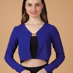SAFFE Women Full Sleeve Front Open Crop Top-image-41