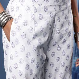 Taavi Pure Cotton Indie-Floral Printed Block Print Legacy Kurta with Trousers & Dupatta image 4