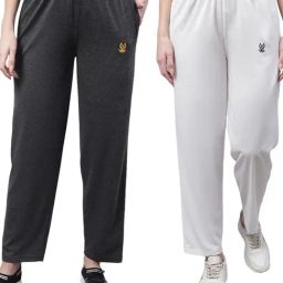 Vimal Jonney Grey & White Cotton Track Pants - Pack Of 2-image-98