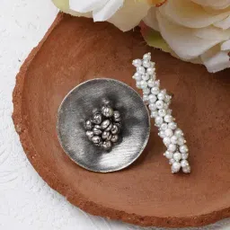 Teejh Ethnic Aklima Pearl and Silver Oxidized Rings for Women-image-42