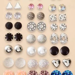 OOMPH Crystal & Pearl Delicate Small Stud Earrings for Women - Set of 24-image-94