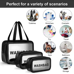 Kuber Industries Black 6 Pieces Makeup Organizer Bags with Zip & Hand Strap image 3