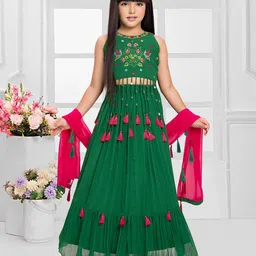 Tiny Kingdom Girls Embroidered Ready to Wear Lehenga & Blouse With Dupatta-picture-7