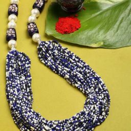 Dugran By Dugristyle Blue & White Layered Necklace with Kundan & Pearls for Women-image-59