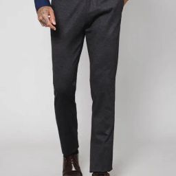 Cantabil Dark Grey Regular Fit Flat Front Trousers-image-17