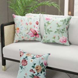 Bianca Suzane Mint & Teal Micro Fiber Reversible Printed Cushion Covers - Set of 3-image-93