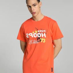 Puma Orange Cotton Regular Fit Printed Sports T-Shirt-image-24