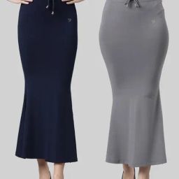 TWIN BIRDS Navy & Grey Plain Saree Shapewear - Pack Of 2-image-55
