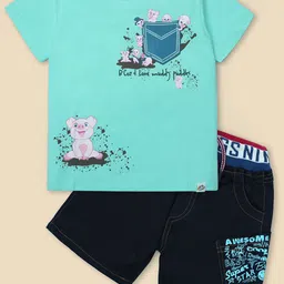 Nino Togs Boys Printed Round Neck Short Sleeves T-shirt With Shorts-image-77