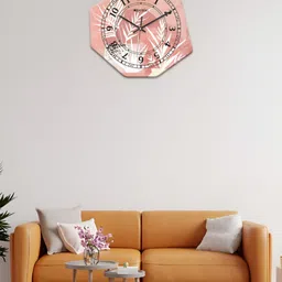 OLIVE TREE Peach-Coloured & White Printed Geometric Wall Clock-image-5