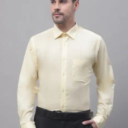 Cantabil Lemon Yellow Regular Fit Shirt-image-30