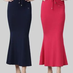 TWIN BIRDS Navy & Pink Plain Saree Shapewear - Pack Of 2-image-88
