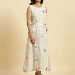 W Off-White Printed Maxi Dress-image-24