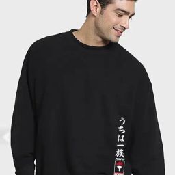 Bewakoof Black Loose Fit Graphic Print Sweatshirt-image-129