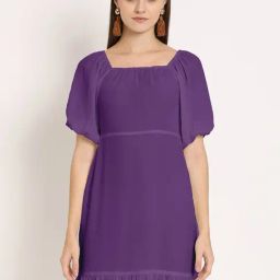 Moomaya Purple Regular Fit A Line Dress-image-42