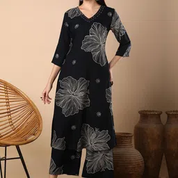 FASHOR Abstract Floral Printed Straight-Fit Tunic & Palazzo Co-Ord Set-picture-11