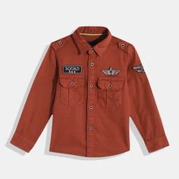 IVOC Kids Brown Solid Full Sleeves Shirt-image-37