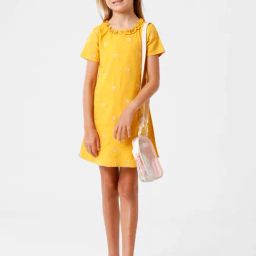 Kate & Oscar Kids Yellow Cotton Embroidered Dress-image-66