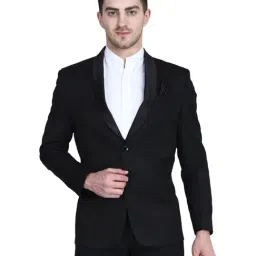 TAHVO Black Cotton Regular Fit Blazer-image-21