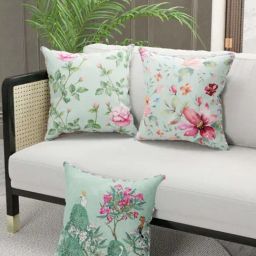 Bianca Suzane Mint & Teal Micro Fiber Reversible Printed Cushion Covers - Set of 3-image-17