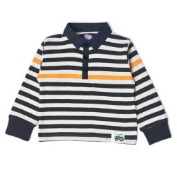 MiArcus Kids Navy & White Striped Full Sleeves Polo T-Shirt-picture-16