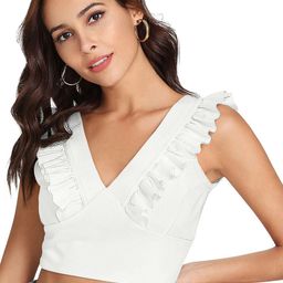 SHOPONBIT Women Solid V-Neck Crop Top-image-65