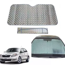 Auto Pearl F193 Dashboard Sun Shade Cover with Suction Cup for Skoda Rapid (Grey)-picture-21