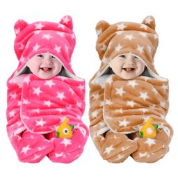 BeyBee 3 in 1 Baby Blanket Wrapper Sleeping Bag for New Born Babies Pack of 2 - Pink Beige Star-image-81