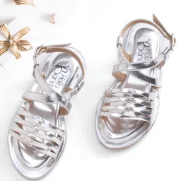 Hola Bonita Party Wear Slip On Sandal Solid Colour - Silver-picture-47