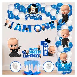 Zyozi 1st Birthday Boss Baby Theme Balloon Arc Decoration Boss Baby Theme 1st Birthday Blue - Set of 60-image-29