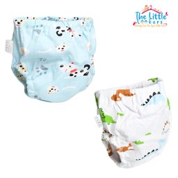 THE LITTLE LOOKERS Potty Training Pants for Babies I Reusable & Waterproof Pull up Underwear | Cloth Diaper for Babies-Blue & White Dino - Medium (1 Year - 2 Years) (Pack of 2)-picture-14