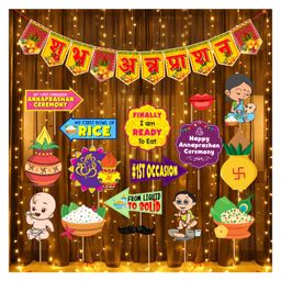 Zyozi Rice Ceremony Decorations Items - Banner, Photo Booth Props, Rice Light  Multicolor - Pack of 18-image-108