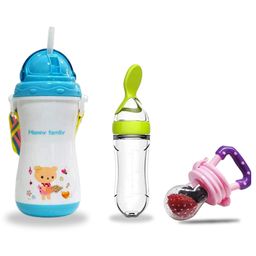 Chinmay Kids Soft Straw Feeding Sipper Anti Spill for Kids With Fruit Feeder And Soother - Made of Food-Grade Material, 100% free of BPA (Blue-Green-Pink)-image-85