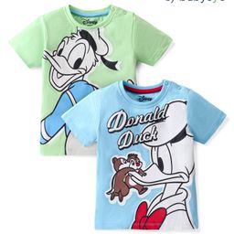 Babyoye Disney Cotton Knit Half Sleeves T-Shirt with Chip & Dale  Donald Duck Graphics Pack of 2  - Multicolour-image-25
