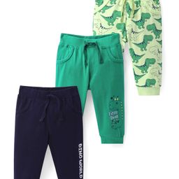 Doodle Poodle Cotton Single Jersey Knit Full Length Lounge Pants Dino Print Pack of 3 - Navy & Green-image-60