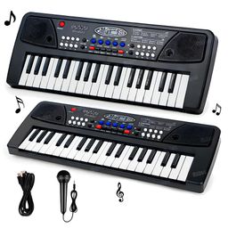 Fiddlerz 37 Key Piano Keyboard Toy with Mic and Power Option Recording and Mic - Black-19